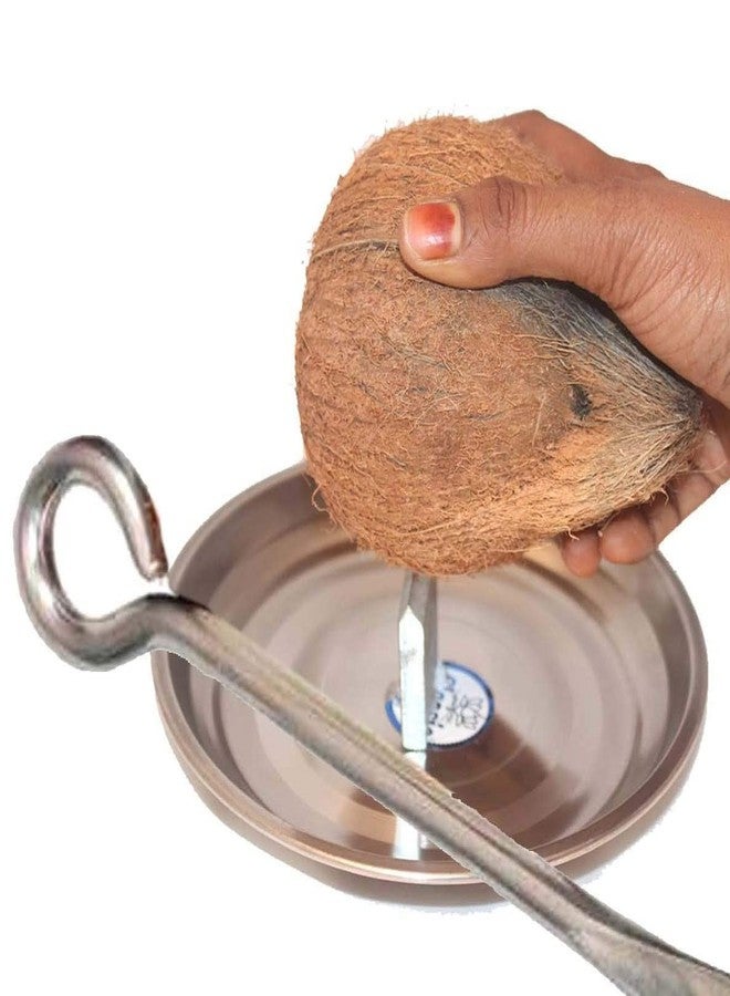 ImegaZ Stainless Steel Heavy Duty Coconut Breaker Plate for Easy to Break Coconut and Cococnut Opener Set of 2 - Image 1